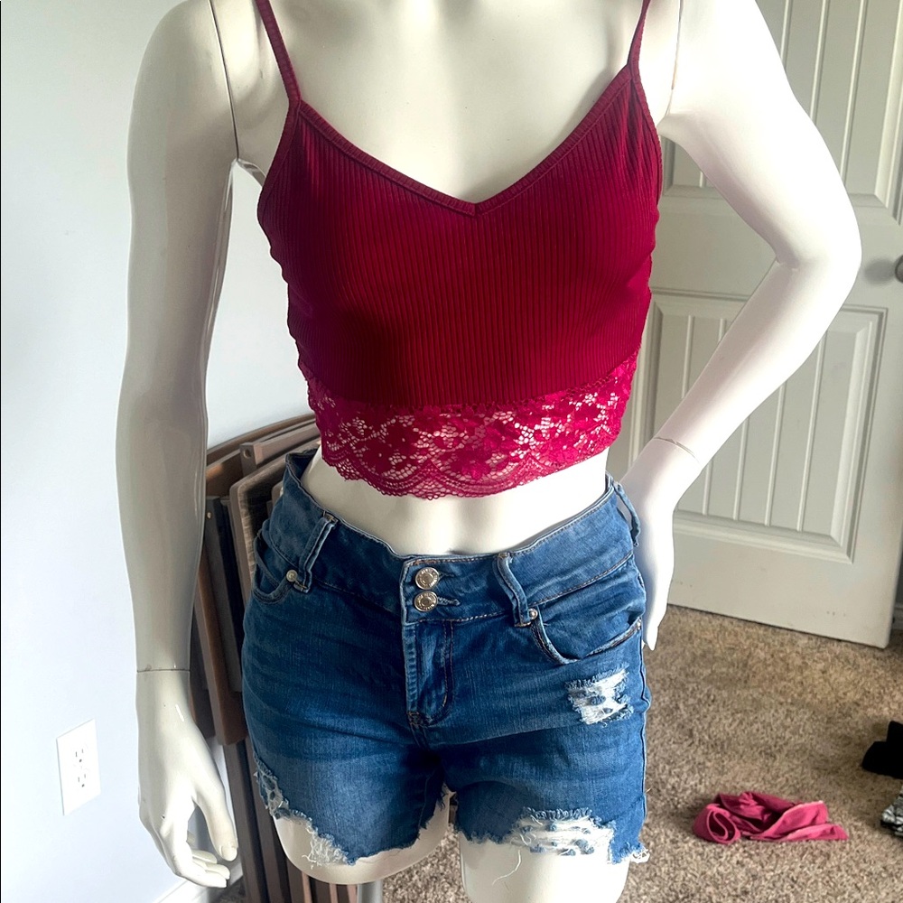 SHEIN Burgundy Lace Trim Camisole